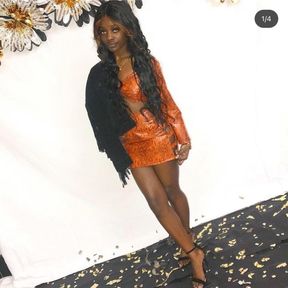 Women’s orange snake print two piece